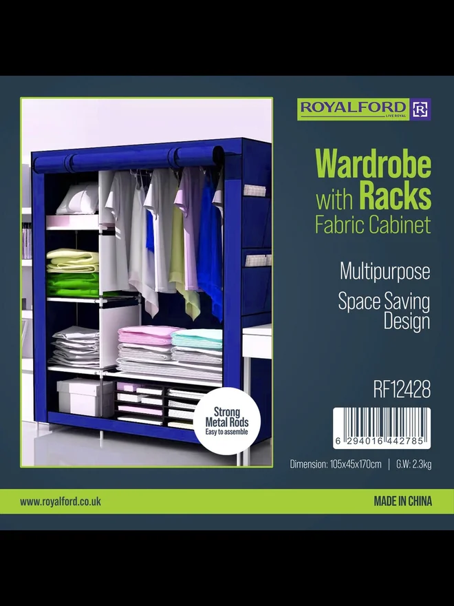 رويال فورد Royalford Wardrobe with Racks RF12428
